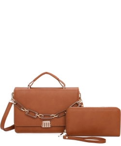 Fashion Chain Flap 2in1 Satchel LF365S2 BROWN /